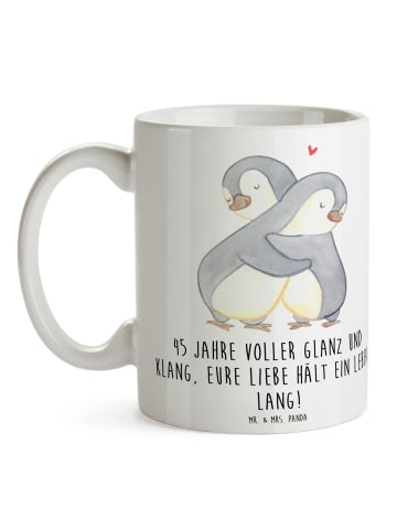 Mr. & Mrs. Panda Tasse 45. Hochzeitstag Messinghochzeit mit Spruch in Weiß