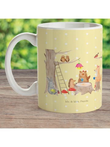 Mr. & Mrs. Panda Kindertasse Waldtiere Picknick mit Spruch in Gelb Pastell