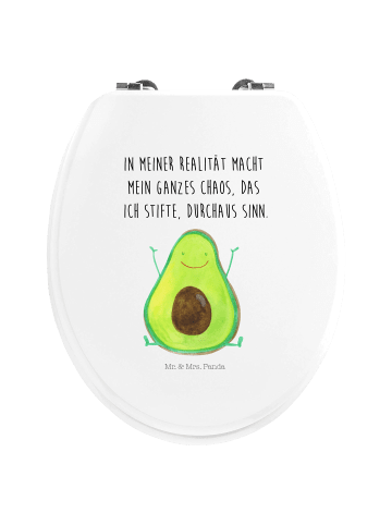 Mr. & Mrs. Panda Motiv WC Sitz Avocado Glücklich mit Spruch in Weiß