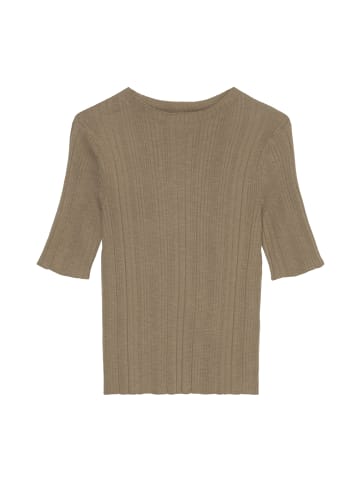 Marc O'Polo Kurzarm-Ripp-Strickpullover in milky brown