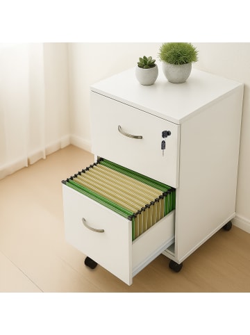 relaxdays Rollcontainer in Weiß - (B)43 x (H)72 x (T)46 cm