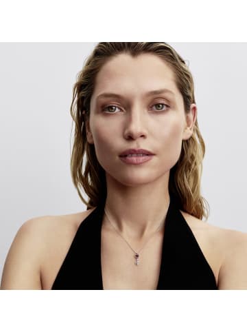 Pandora Damen-Halskette Schlüssel Erhabenes Herz Rot