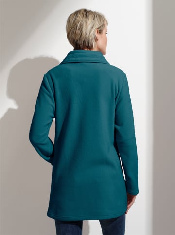 Sieh an! Long-Fleecejacke in petrol