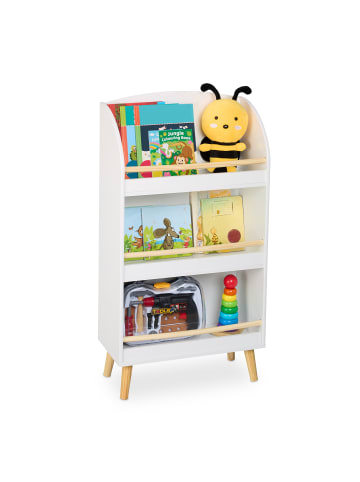 relaxdays Kinderbücherregal in Weiß/ Natur - (B)50 x (H)95,5 x (T)24 cm