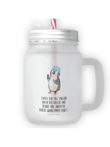 Mr. & Mrs. Panda Limonadenglas Pinguin Duschen mit Spruch in Transparent