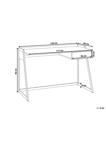 Beliani Schreibtisch QUITO in Weiß/Braun - (W) 120 x (H) 82 x (L) 60 cm