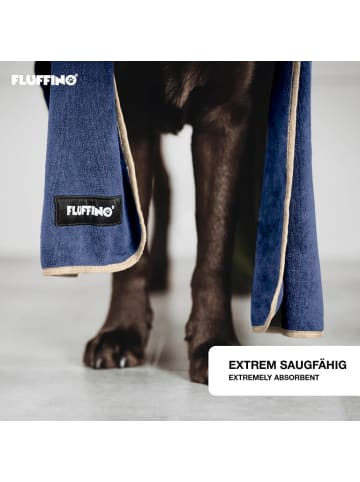 FLUFFINO FLUFFINO® Hundehandtuch Mikrofaser – 2er-Pack - 120 x 70 cm - Beige & Blau