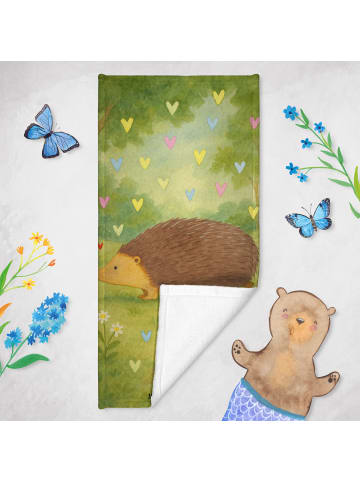 Mr. & Mrs. Panda Badehandtuch Igel Herzen Design ohne Spruch in Gelb Pastell