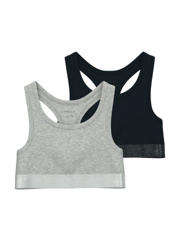 name it Bustier 2er Pack in black/grey melange