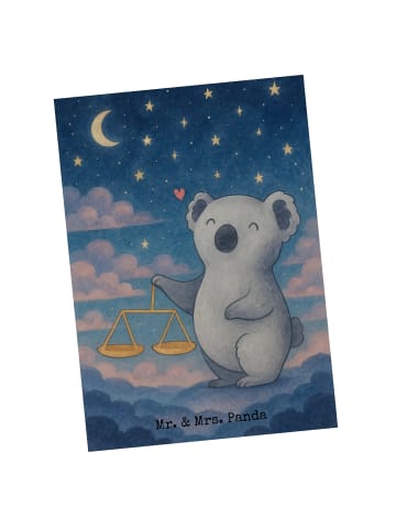 Mr. & Mrs. Panda Grußkarte Waage Astrologie Design ohne Spruch in Weiß