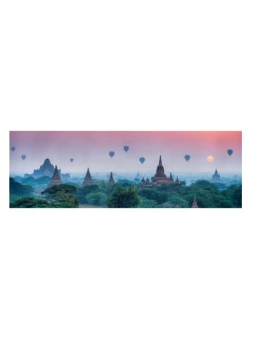 WALLART Leinwandbild - Heißluftballons über Tempelanlage in Grün
