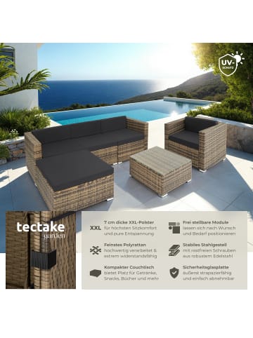 tectake Rattan Sitzgruppe mit Sicherheitsglasplatte, für 4 bis 5 Personen