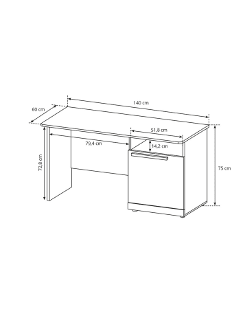 Feldmann-Wohnen Schreibtisch, Regal Trend graphit / Andersen Kiefer 140 / 60 / 75cm