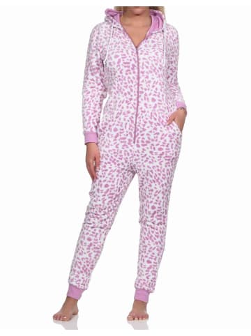 NORMANN Schlafanzug Eteiler Jumpsuit Overall Coralfleece Animal Look - 76713 in pink
