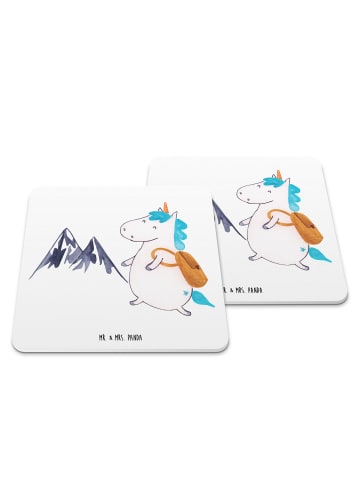 Mr. & Mrs. Panda Bierdeckel Einhorn Bergsteiger ohne Spruch in Weiß