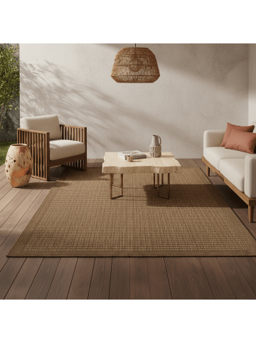 KADIMA DESIGN Teppich Outdoor Waschbar Einfarbig ORIANA Strapazierfähig OEKO-TEX in Braun