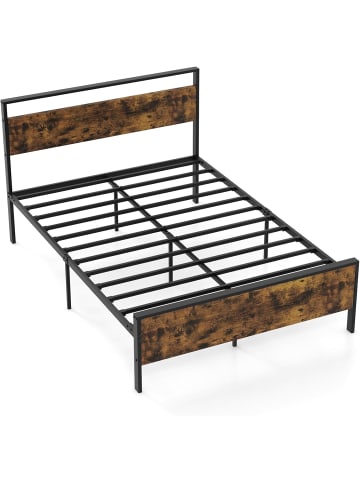 COSTWAY Metallbett Bettgestell für 200 x 140 cm Matratze in Braun