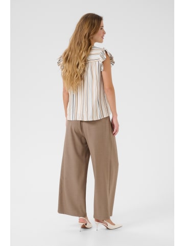 CULTURE Kurzarm-Bluse CUpella Relaxed fit in Blue/Brown Stripe