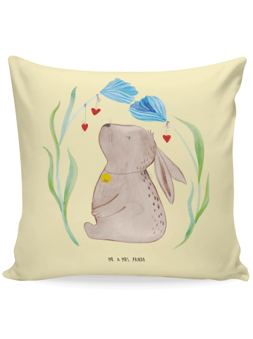 Mr. & Mrs. Panda kissen für sofa Hase Blume ohne Spruch in Gelb Pastell