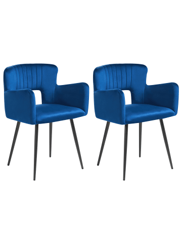 Beliani 2er-Set Esszimmerstuhl SANILAC in Blau