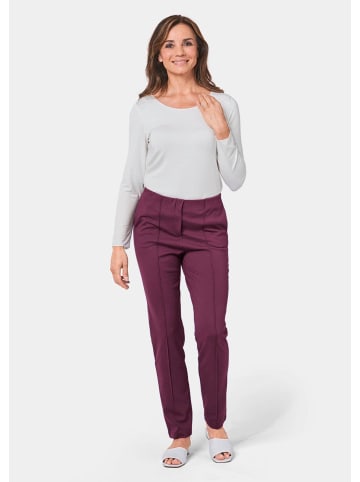 GOLDNER Moderne Hose LOUISA mit streckenden Biesen in aubergine