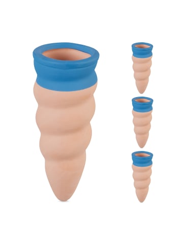 relaxdays 4 x Tonkegel in Terrakotta/ Blau - (H)11,5 x Ø 4,5 cm