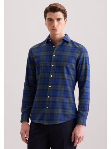 Seidensticker Flanellhemd Slim in Dunkelblau