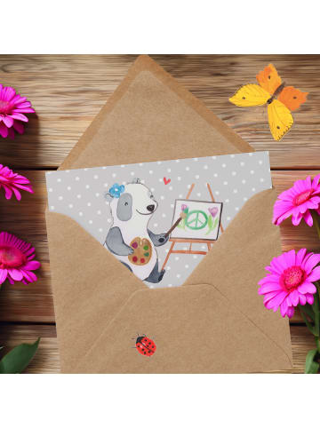 Mr. & Mrs. Panda Glückwunschkarte Künstlerin Visionen mit Spruch in Grau Pastell