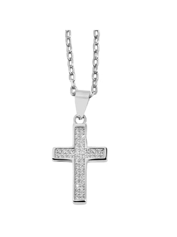 Adeliás Damen Anhänger Kreuz aus 925 Silber mit Zirkonia in silber