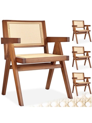 tectake Armlehnstuhl im Boho-Stil, 59 x 56,5 x 82,5 cm, Belastbarkeit 120 kg