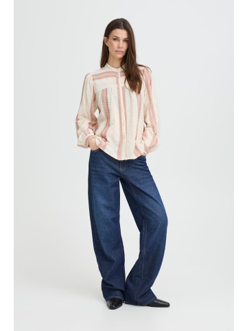 Pulz Langarm PZADOLA Loose fit in CREME WITH CORAL STRIPE