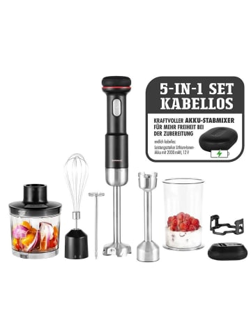 Gastroback 40982 Design Stabmixer-Set 5 in 1 kabellos 700 ml in Schwarz