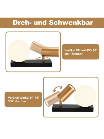 ZMH Deckenleuchte in gold 2-flammige GU10 und E14 Glas schwenkbar L 25cm