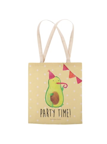 Mr. & Mrs. Panda Stoffbeutel Avocado Party Zeit mit Spruch in Gelb Pastell