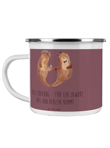 Mr. & Mrs. Panda Emaille Tasse Freie Trauung Jawort mit Spruch in Kaffa Coffee