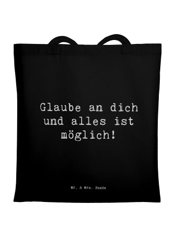 Mr. & Mrs. Panda Tote Bag Spruch Vertrauen in eigene Fähigkeiten... in Schwarz
