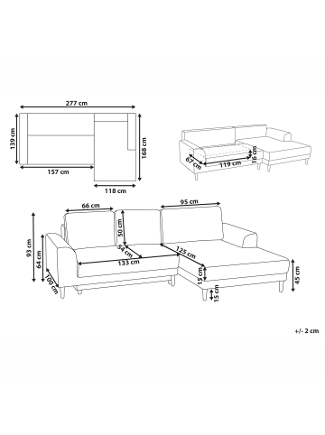 Beliani Schlafsofa NUBORG in Beige/Braun - (W) 277 x (H) 93 x (L) 168 cm