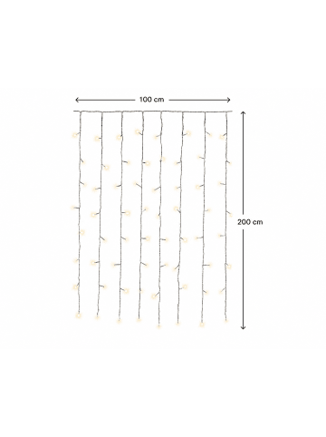 LUMINEO Lichtervorhang CURTAIN LIGHTS 120 LED 1 x 2 m, transp. Kabel in warm weiß