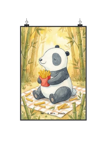 Mr. & Mrs. Panda Poster Panda beflügelt Pommes Design ohne Spruch in Weiß