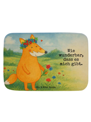 Mr. & Mrs. Panda Badematte Fuchs Blumen Design mit Spruch in Weiß