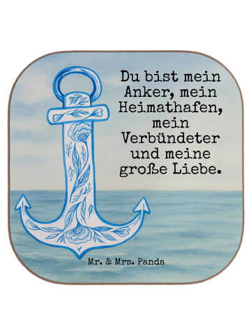 Mr. & Mrs. Panda Untersetzer für Gläser Anker Blau Design mit Sp... in Weiß