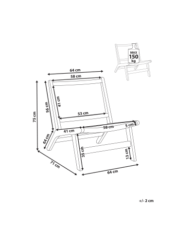 Beliani Esszimmerstuhl VILLAZ in Braun/Beige - (W) 64 x (H) 75 x (L) 71 cm