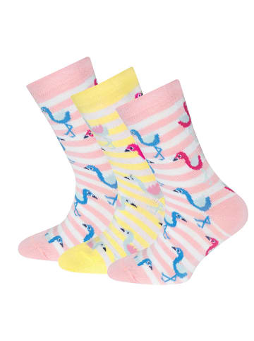 ewers 3er-Set Socken Flamingos in hellgelb - barbierosa