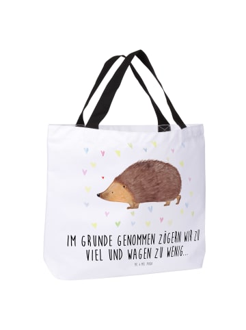 Mr. & Mrs. Panda Stofftasche Igel Herzen mit Spruch in Weiß