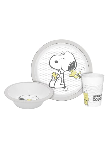 Geda Labels Kindergeschirr Snoopy Cute & Cuddly 3-teilig in Grau - 21,5x21,5x8,5