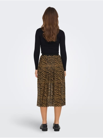 JACQUELINE de YONG Plissee Rock Jersey Midi Skirt Langer Faltenrock Strech Bund in Braun