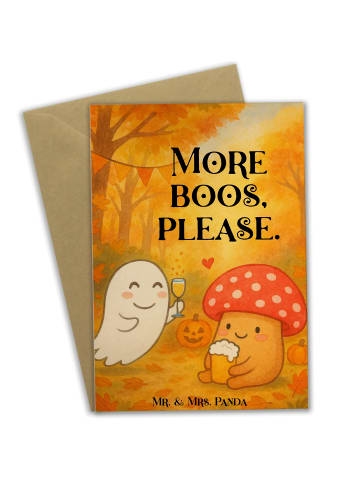 Mr. & Mrs. Panda Glückwunschkarte Gespenst  Prost  Design mit Sp... in Weiß