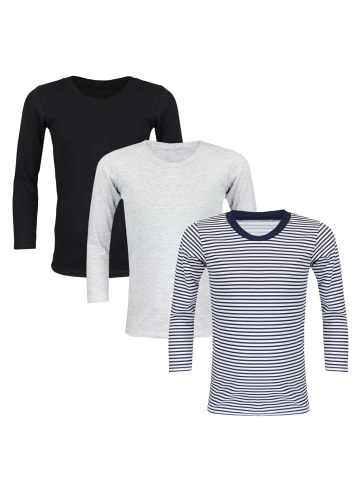 TupTam Kinder Unisex Unterhemd Langarm 3er Pack in schwarz/weiß
