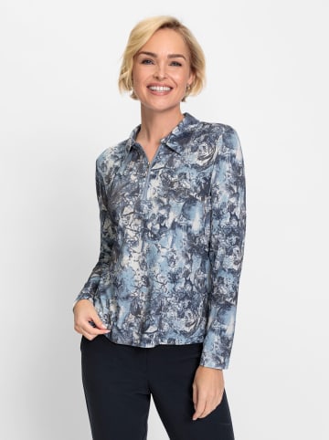 WITT WEIDEN Poloshirt in eisblau-marine-bedruckt