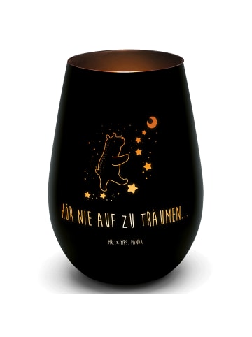 Mr. & Mrs. Panda Gold Windlicht Bär Träume mit Spruch in Schwarz